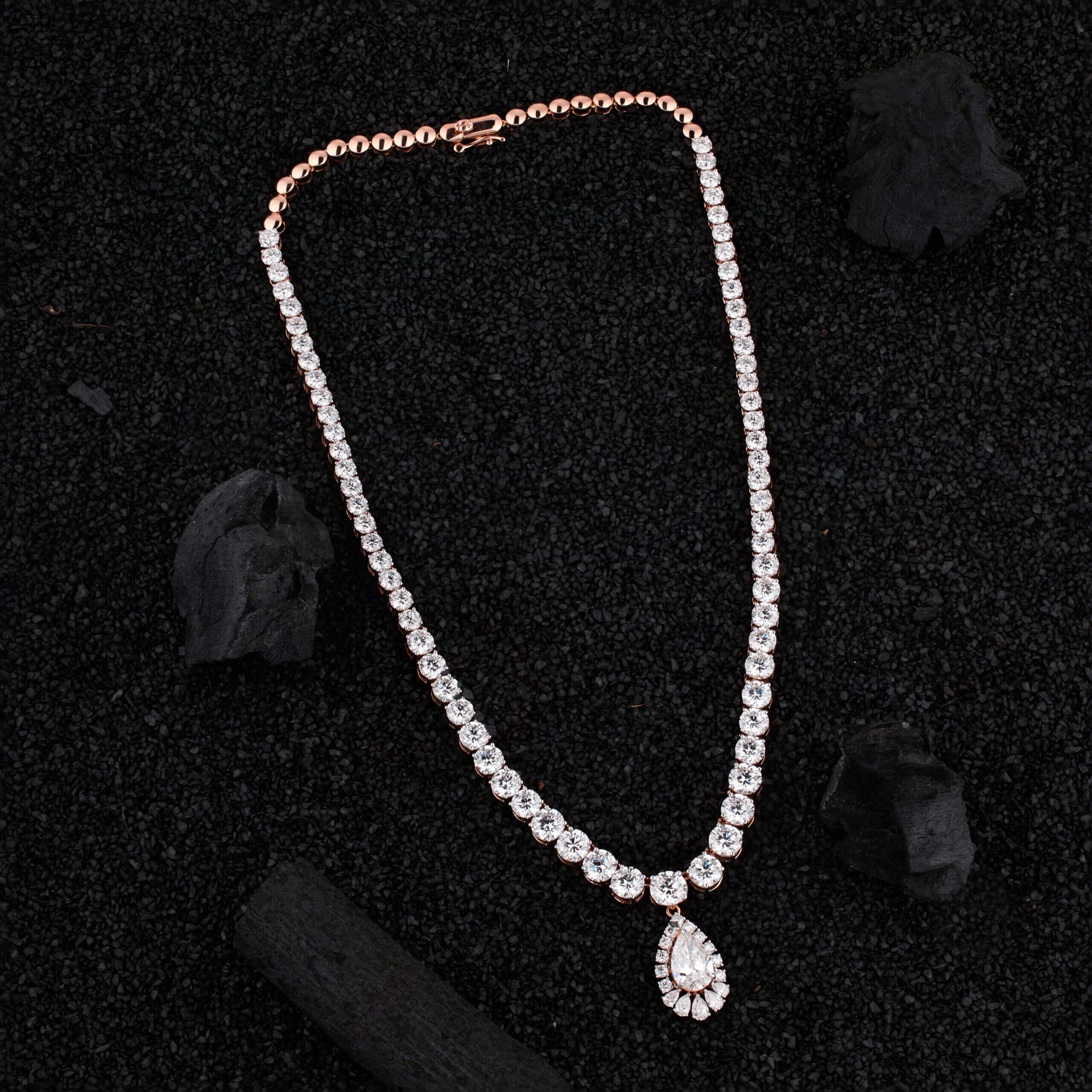 0 - Copy Iconic Pear Halo Tennis Necklace - Image 1