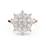 Celestial Starburst Round Marquise and Baguette Ring