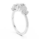 Oval Diamond Floral Ring - Image 8
